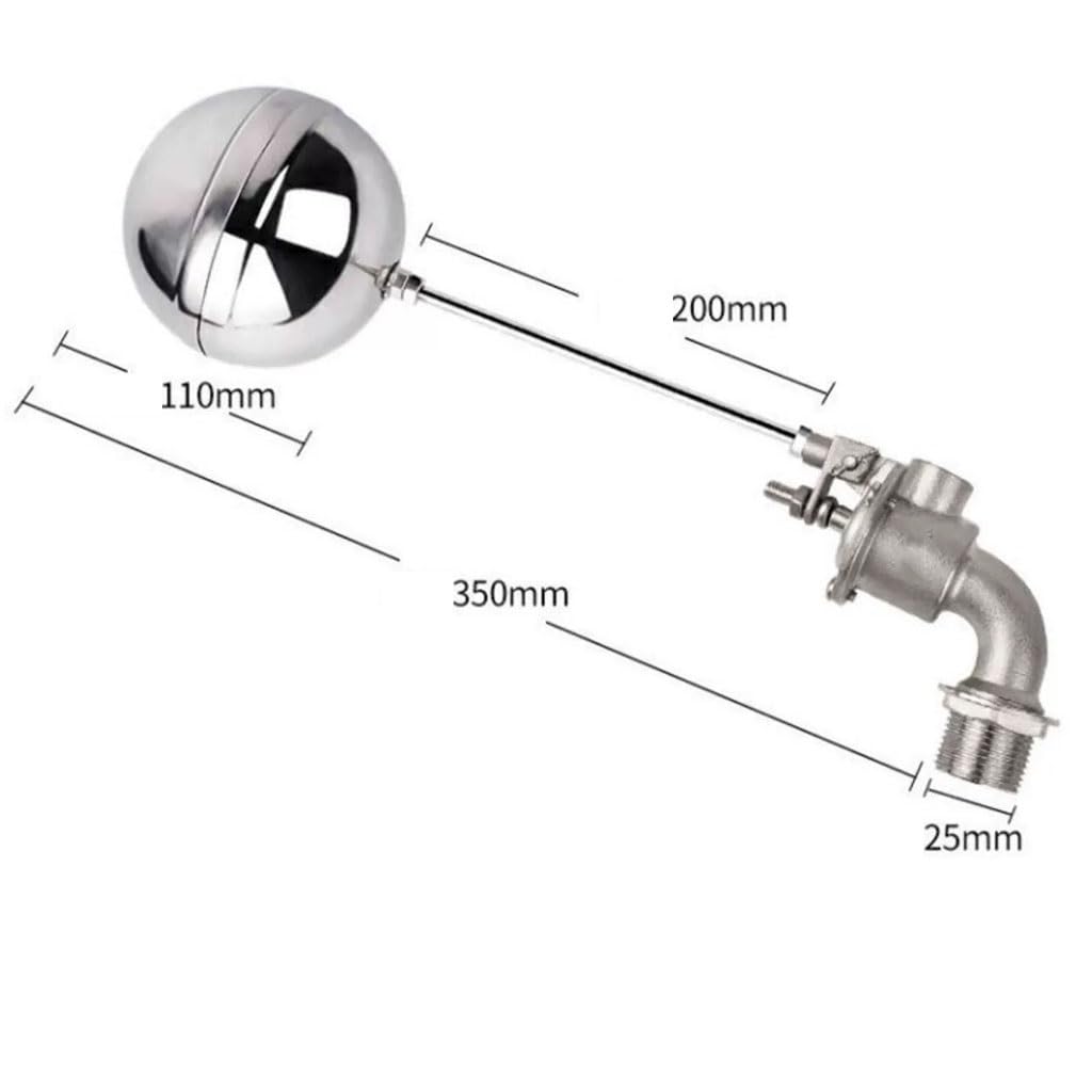 Valvola a galleggiante in acciaio inossidabile, 1 valvola a galleggiante da 3/4" 1", valvola a sfera galleggiante in acciaio inossidabile con montaggio superiore a 90 gradi, valvola di commutazione a