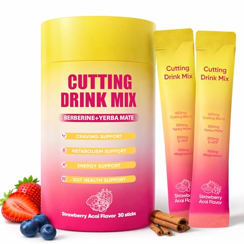 WSJAWH Cutting Drink Mix - Berberine 5-HTP Yerba Mate Chromium & Magnesium | Satiety Metabolism Support Dual-Action Craving & Gut Health Vegan Sugar-Free Non-GMO 30 Packs