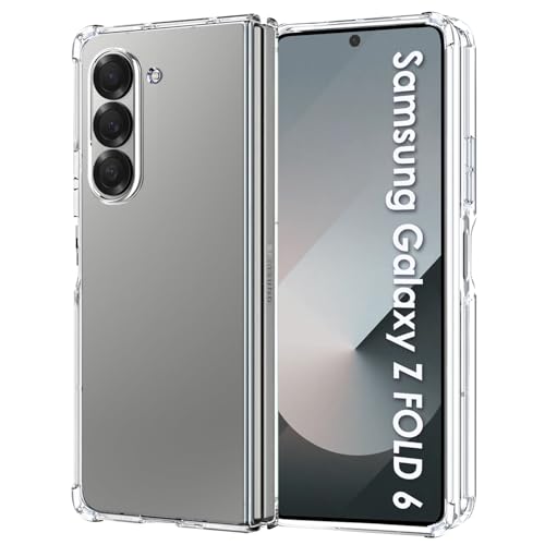 ICEDIO Ultra Clear Hülle für Samsung Galaxy Z Fold 6 5G (2024), Militärgeprüfte stoßfeste Handyhülle, vergilbungswiderstandsfähig, Kratzfest, weiche TPU-Rückseite, schlanke Schutzhülle mit Fallschutz