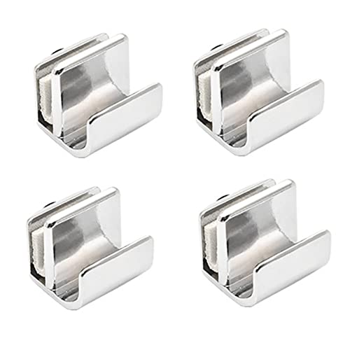 Heuskay 4 Pcs Glass Door Handle,Glass Clip Handle,Zinc Alloy No Drilling Door Clips Clamps Pulls Handles Knobs for 3-5mm Showcase Cabinets Drawer