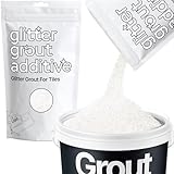 Hemway (White) Glitter Grout Tile Additive 100g for Tiles Bathroom Wet Room Kitchen | Easy to use - Add/Mix with Epoxy Resin or Cement Based Grout | Temperature Resistant