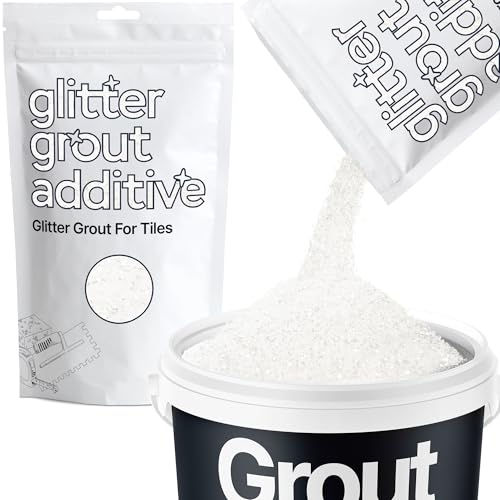 Hemway White Iridescent Glitter Grout Additive 100g Metallic Flakes for Adding Sparkle to Kitchen & Bathroom Tiles | Enhance Your Indoor Grouting Projects with a Durable Sparkly Effect