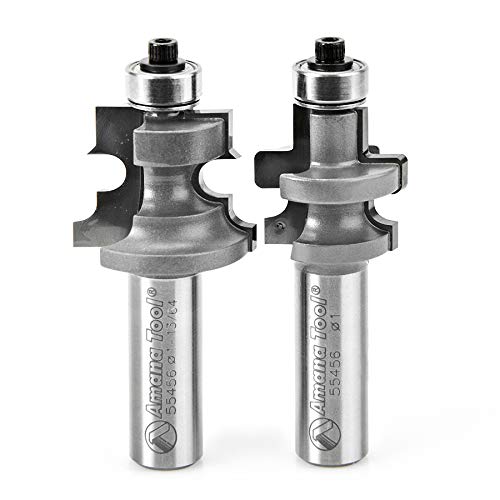 Amana Tool 55456 Carbide Tipped Flooring Router Bit Set with Nail Slot: 113/64' Diameter, 15/16' Cutting Height, 1/2' Shank