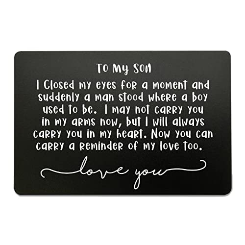 To My Son, Engraved Wallet Insert Card, Always and Forever, Wedding Gift for Son, Wallet Card Note for Son, Graduation Gift, Sentimental Keepsake Gift for Son, Wedding Day (Black)