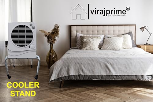 Image of Virajprime COOLER STAND, UPTO 100 LITER WIEGHT HOLDING CAPACITY, WITH HIGH QUALITY ROLLERS AND TOUGH POWDER COATING,STAND WITH 360 DEGREE MOVABLE WHEELS ANTI RUST,IRON STAND WHITE (55x47x41)