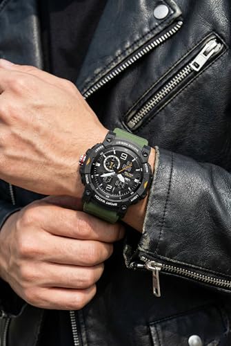 Image of V2A Stryke 50mm Analog Digital Watch for Men | Rugged Guard Bezel Design | Alarm Stopwatch Backlight | TPU Sport Strap | 50M Water Resistant Outdoor Watch | Gift for Mens