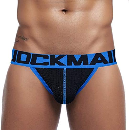iHHAPY Mens Thong Panties Cool Design Mesh Trunks Shorts Underwear Breathable Soft Underpants Briefs Bulge Pouch Black