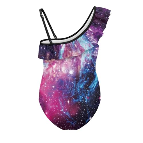 Image of Girls One Piece Swimsuit Ruffled Halter Bathing Suit with Adjustable Strap Beach Sport Swimwear for 3-14 Years