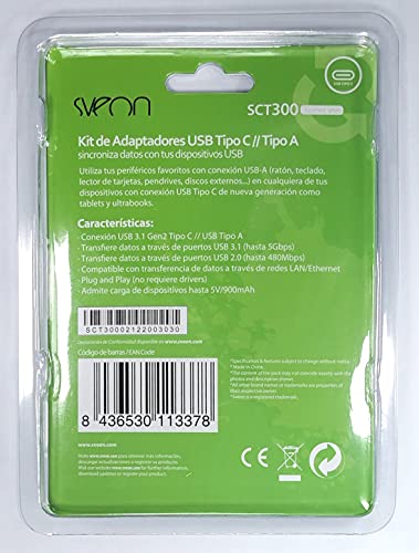 Sveon SCT300 USB-C to USB-A & USB-A to USB-C Adapters Kit, Schwarz - Image 4