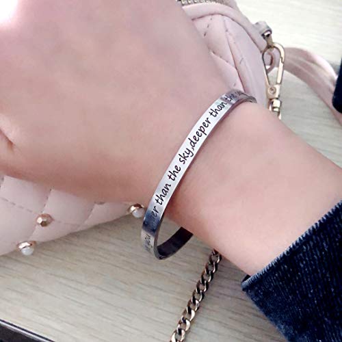 Image of Uloveido Stainless Steel Inspirational Bracelets for Women Engraved Personalized Mantra Initial Motivational Cuff Bangle Y460