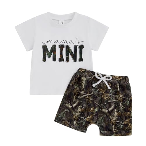Image of Kodaruber Toddler Baby Boy 2 Piece Outfits Letter Print Short Sleeve T Shirt Elastic Waist Shorts Set Summer Clothes