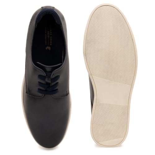 Image of Thomas Crick Luxurious Genuine Leather Sneakers with Dual-Tone Finish and Ortho Footbed