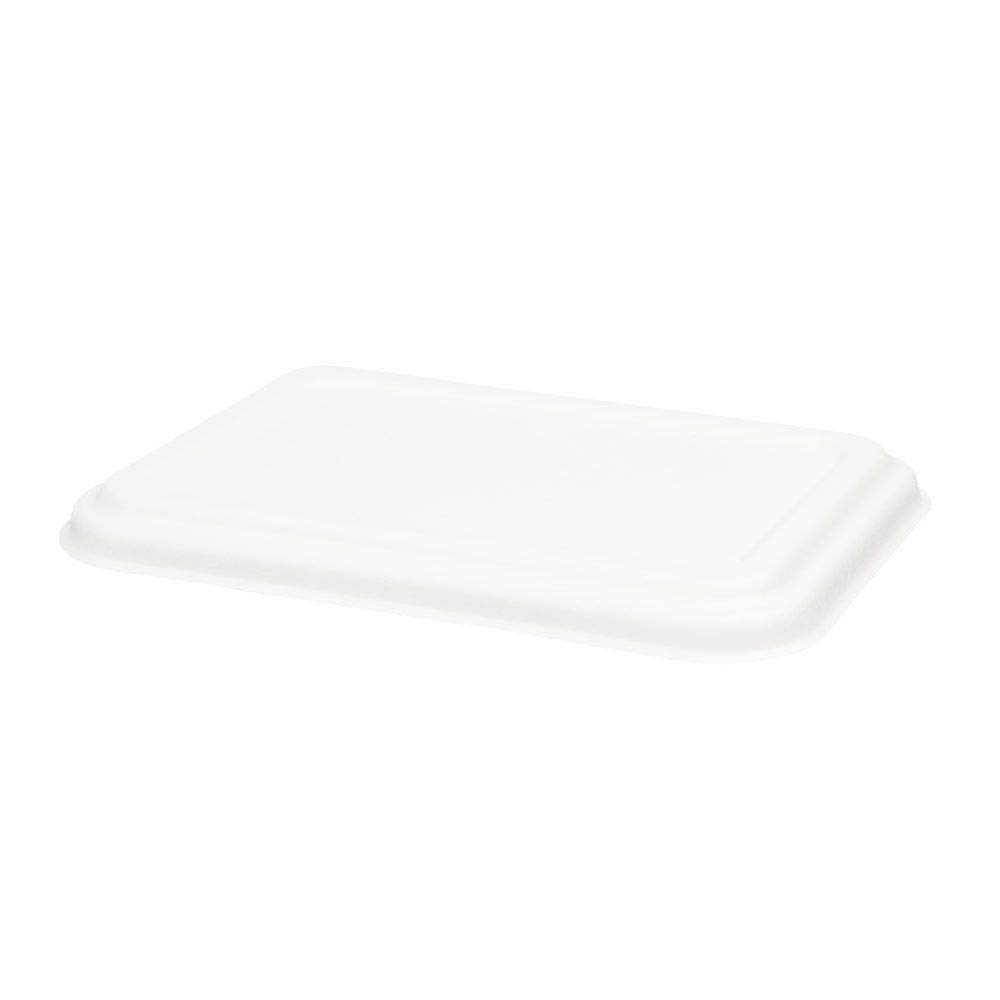 BIOZOYG Tapas de caña de azúcar para tazones para llevar 17x12 cm I 1000 pzas. Tapas compostables para platos para llevar de bagazo - biodegradable I tapas rectangulares blancas envases 1000 pzas.
