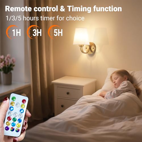 Image of YHCDLAMP Peel and Stick Wall Sconces, No Drilling Stick On Wall Sconce, Wireless Battery Operated Wall Lights, Adhesive Wall Lamp with 10000mAh Battery Bulb for Bedroom Living Room Decor