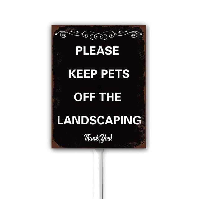 Ygzyahpwe Rustic Look Please Keep Pets Off The Landscaping No Dog Sign No Pet Yard Sign With Stake 8X12Inch Outdoor for Lawn Yard Garden Decor Rust