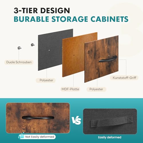 Image of OLIXIS 9 Drawer Tall Dresser for Bedroom, Closet Organizers and Storage | Fabric Dresser with Wooden Top, Chest of Drawers for Clothes Storage, Tower Cabinet, Furniture, TV Stand, Rustic Brown