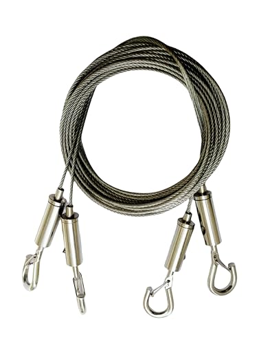 Image of Adjustable Picture Hanging Wire Kit 2Pcs,Heavy Duty Stainless Steel Wire Rope 1.5m x 1.5mm for Hanging Mirrors,Frame,Lamps,Billboards,Basket Flowerpot - Holds Up to 79lbs(36kg)