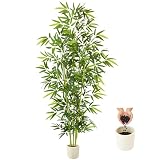 Warmplants 8ft Artificial Bamboo Tree, 96” Tall Large Fake Bamboo Plant with White Planter, Faux Trees for Indoor Outdoor Home Garden Entryway Office Décor