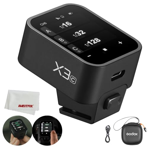 Godox X3C X3 C X3-C X3C TTL Wireless Flash Trigger,2.4GHz Wireless System,High-Definition LED Screen,Built-in Lithium Battery Compatible with Canon EOS Cameras (X2T-C/Xpro-C/XProII-C Upgrade Version)