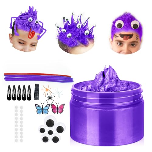 Purple Temporary Hair Color Wax Kit for teenagers Crazy Hair Day Accessories Instant Hair Dye Color Wax for Party Halloween Christmas Washable Crazy Hair Style