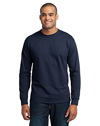 Port & Company Men's Tall Long Sleeve 50/50 Cotton/Poly T Shirt LT Navy