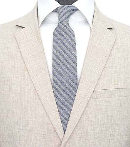 Image of BELLUNO Men's 2.5 inch Skinny Solid Cotton Linen Ties