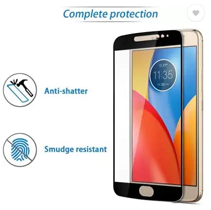 Image of Screen Protector for Motorola Moto E4 Plus (Black) Tempered Glass Edge-to-Edge 6D Screen Guard With Installation Kit