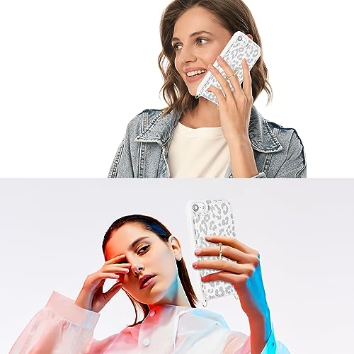Image of for iPhone 7 Plus / 8 Plus Case with Card Holder and Strap for Women,Crossbody Lanyard,Kickstand Ring Stand,Snap Clasp,Cute Phone Wallet Cases 5.5 inch(White Leopard)