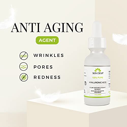 Skin Deva 100% Pure Hyaluronic Acid Serum For Face 1 Oz Of Discoloration Correcting Serum Anti Aging Anti Wrinkle Acid Locks In Essential Moisture Keeps Skin Hydrated Facial Serums For All Skin Types #TOP1