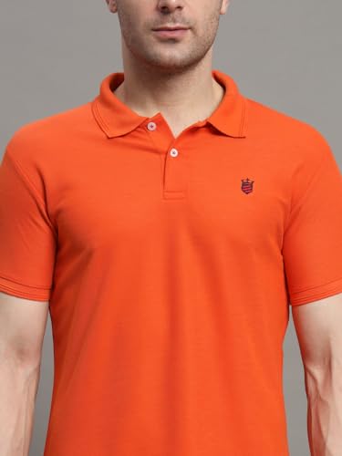 Image of R.ARHAN Men's Cotton Blend Half Sleeves Polo Neck T-Shirt Has A Logo On Chest & Straight Hem-RSE001