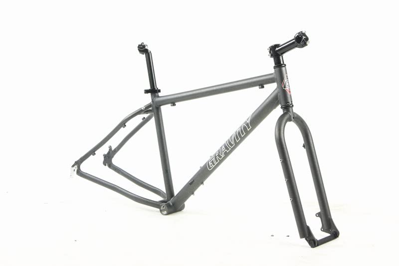 Gravity Fat Bike Frame Fork for 26 Inch Wheels with Headset Stem Seatpost and Seatpost clamp. (Super Dark Gray, 16