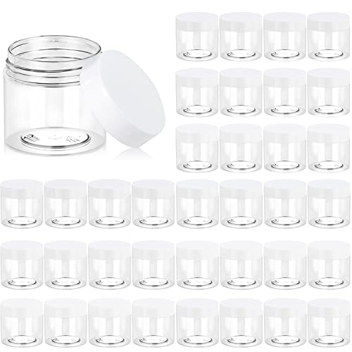 Image of Eternal Moment 36 Pack 2 OZ Plastic Jars Clear Cosmetic Container with Lids