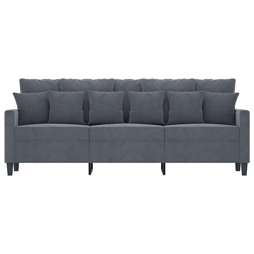 Sofá de 3 plazas terciopelo gris oscuro 198 x 77 x 80 cm sofá