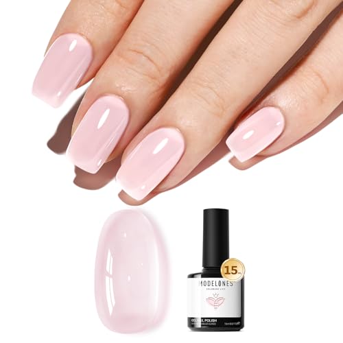 modelones Pink Jelly Gel Nail Polish Soak Off UV/LED Gel Polish 15ML