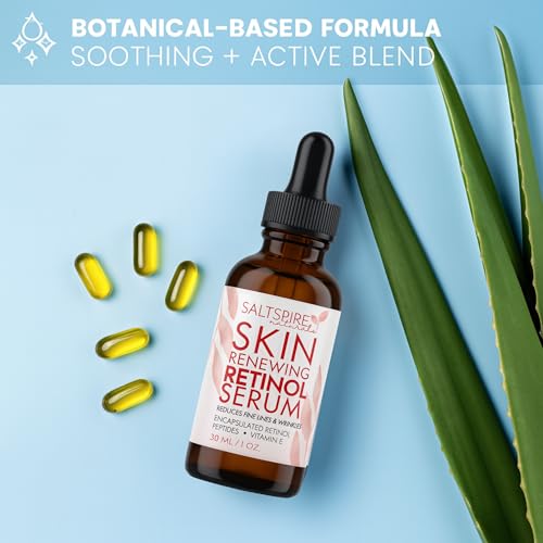 Image of Skin Renewing Retinol Serum - Anti-Aging Face Serum with Encapsulated Retinol, Peptides & Vitamin E | Reduces Fine Lines, Wrinkles & Dullness | 30 mL / 1 oz