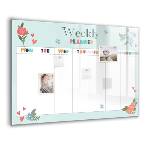 Tableau de bureau magnétique en verre pour organiser la semaine de toute la famille