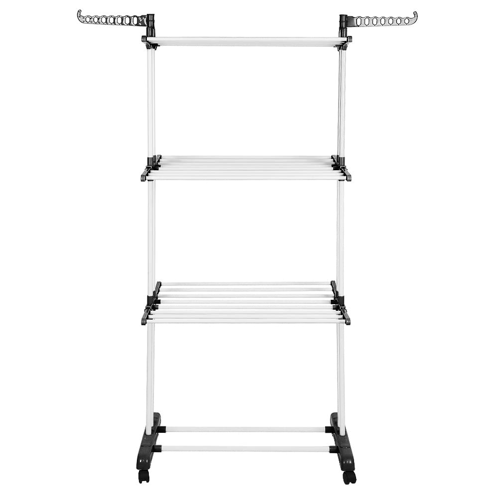 Stendibiancheria stendibiancheria, stendibiancheria pieghevole, ali laterali su 3 livelli, 75-126 x 170 cm (nero e bianco)