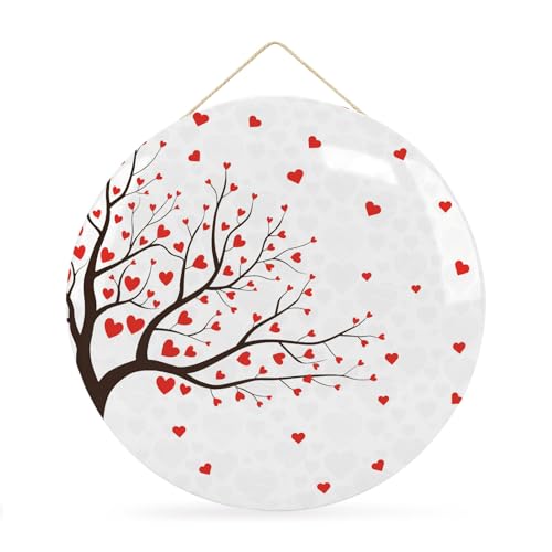 Welcome Sign for Front Door, Love Tree Round Metal Wall