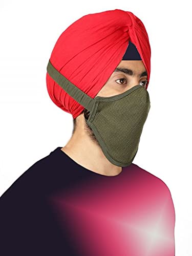 bismaadh 3 layers breathable cotton blend & elastic turban friendly mask with adjustable stick strips