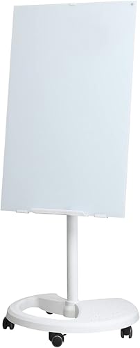 Miniatura 1 de Pizarra blanca móvil de cristal, pizarra blanca magnética sobre ruedas, tablero de caballete de borrado en seco ajustable de 36 x 24 pulgadas con