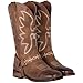 SheSole Women's Buckle Strap Wide Calf Cowboy Boots Square Toe Western Cowgirl Boots Brown US 9