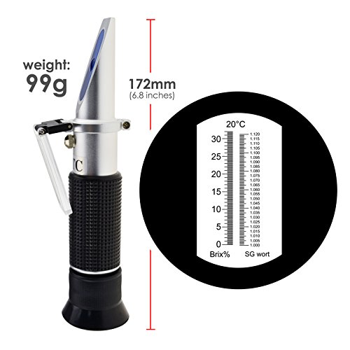 Refraktometer Bier Würze Refraktometer, Dual-Skala - SG 1,000â1,120 und Brix 0â32% für Bierwürze SG mit ATC Funktion – Bild 6