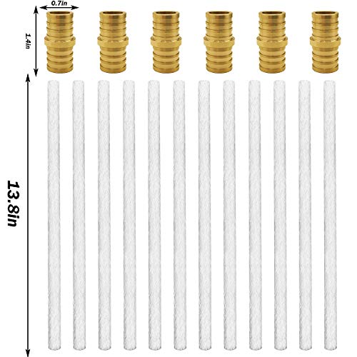 EBaokuup 16 Pieces Wine Bottle Torch Kit - 0.5 x 13.8 Inch Fiberglass Replacement Wicks, Bottle Torch Wicks, Brass Torch Wick Holders for Wine Bottle Torch, Tiki Torche, Patio Garden Light, Oil Lamp - Thumbnail 2