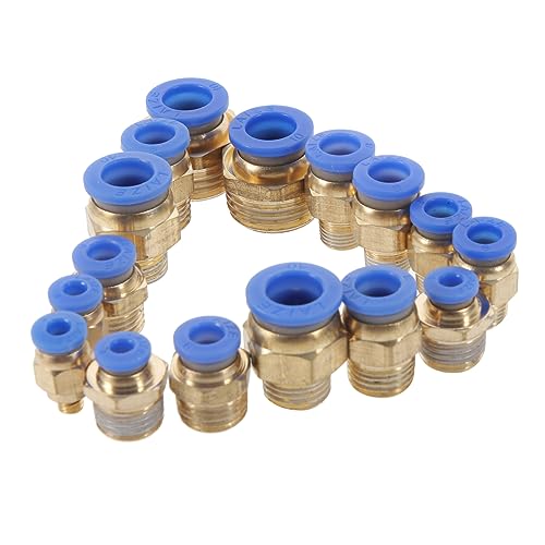 CATIEBYE Set 16 Pezzi Raccordi Rapidi Pneumatici in Plastica Connettori Per Tubi Dell'aria, Raccordo a Crimpare e Adattatori Maschio-maschio Per Utensili Pneumatici e Compressori