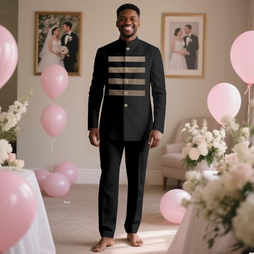 Bazin Riche African Clothes for Men Full Sleeve Striped Blazer and Ankara Pants 2 Piece Set Dashiki Outfits2