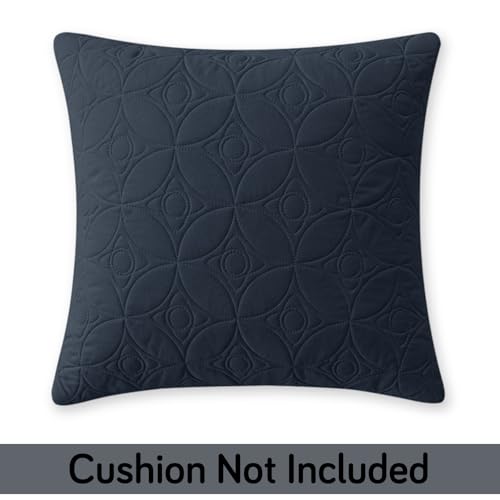 Image of HOKIPO 100% Leakproof Quilted Cushion Cover for Sofa 16x16 Inches, Set of 2, Navy Blue (AR-6280-NBL*2)