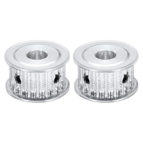 sourcing map 2 Pcs Aluminium Timing Pulley, 20 Teeth 8mm Bore Synchronous Wheel Timing Belt Pulley 5mm Pitch 16mm Slot Width for Belt, CNC Machine, 3D Printer