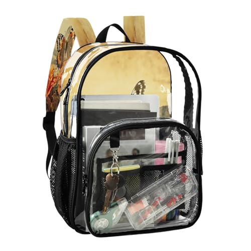 Old Grungy Butterfly Clear Backpack - Stadium Approved Large 15.7-inch Waterproof Transparent Bag for Sports, Concerts, Work, Travel#1632