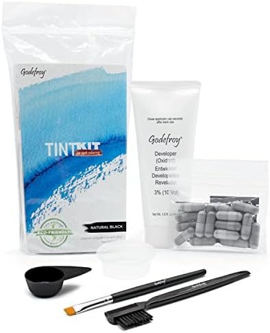 Godefroy Hair Color Tint Kit for 100% Gray Coverage, Natural Black, 20 Applications, Long-Lasting Root Touch-Up for Men & Women, Pre-Measured Capsules, No Waste, DIY Salon-Quality Results at Home