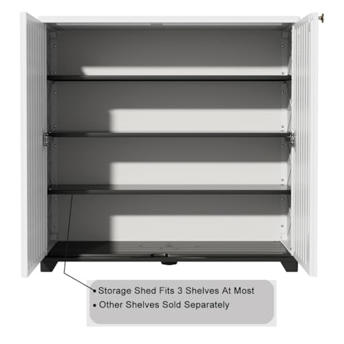 Image of KINYING Outdoor Storage Cabinet Waterproof, 60 Gallon Resin Outdoor Storage Shed for Patio /Garden /Backyard, Outdoor Storage Box for Cushions,Garden Tools and Pool Supplies(White W /O Shelving)